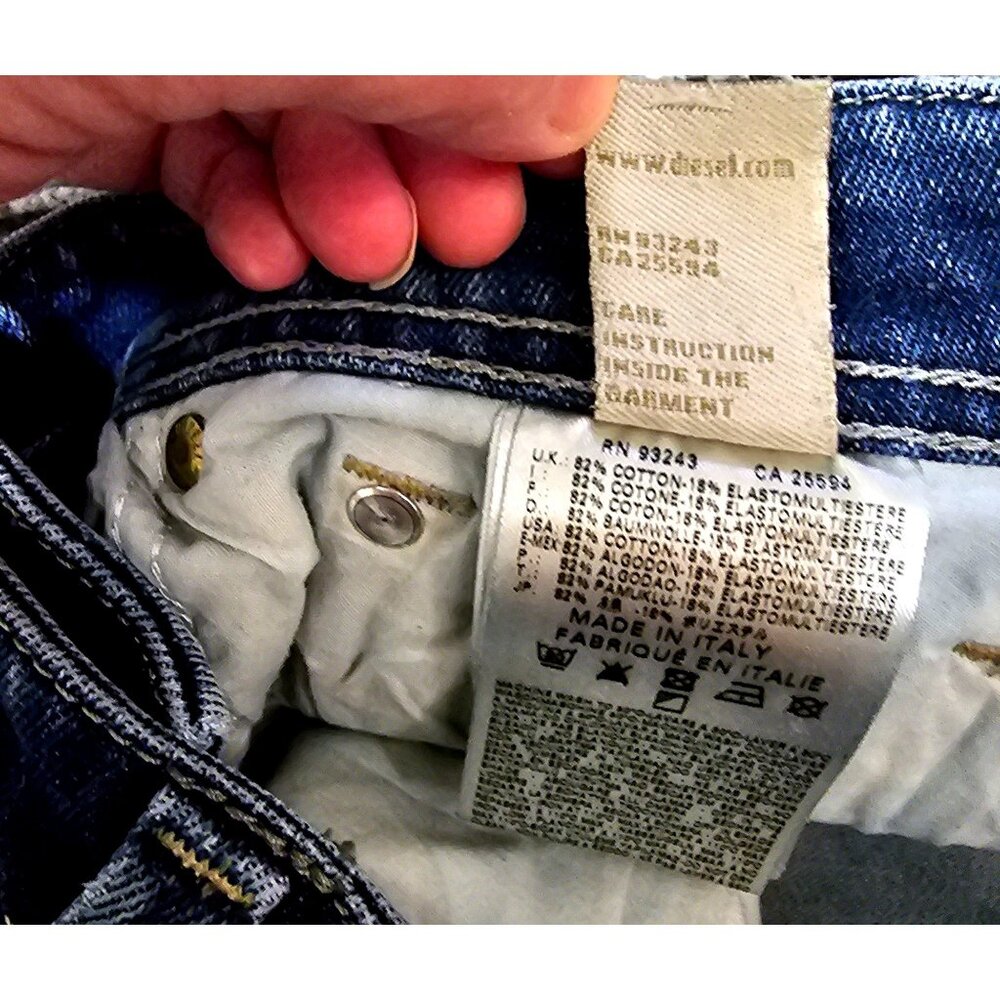 Diesel Men's Distressed Blue Jeans 28x32 Straight Fit Larkee Wash 0808R Stretch - Picture 11 of 16